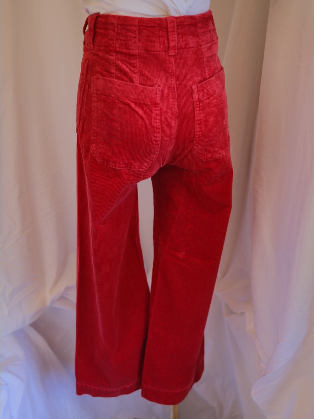 Anthropologie Maeve The Colette Red Corduroy Wide Leg Pants Size 24 - Picture 5 of 7